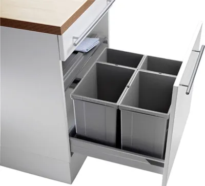 Produktbild von Naber Pullboy Vario 60. Abfallsammler, alu grau.  - Mülleimer