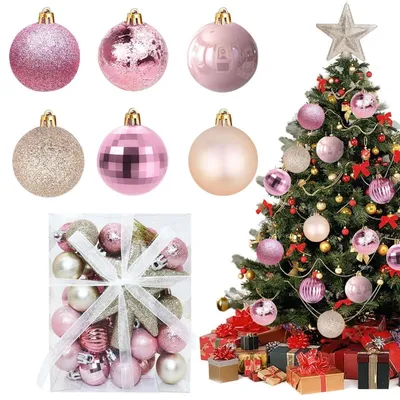 Produktbild von Weihnachtskugeln Set 30 Stücke Rosa 3 cm Stern Christbaumdeko