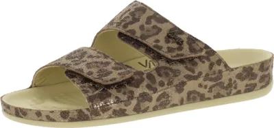 Produktbild von Vital 0958 Pantoletten für Damen mit Massagenoppen, Lederfussbett und griffiger TPU Sohle Leo Braun EU 41