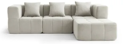 Immagine prodotto di MILYSOFA SOFABULOUS: divano angolare modulare a 3 posti con chaise longue, in raffinato tessuto bouclé color crema e beige