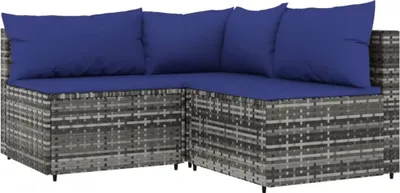 Immagine prodotto di vidaXL Set di 3 pezzi da giardino con cuscini in polirattan grigio