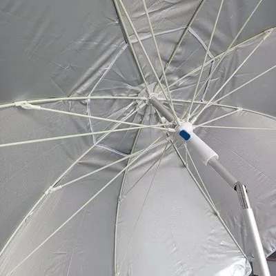 Image de Grand parasol de plage 200 cm, en aluminium, résistant au vent jusqu'à 35 km/h, 8 baleines
