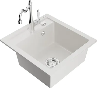 Image de Évier 1 bac en granit Vito avec mitigeur Carla, blanc (6503-20-670700-00)