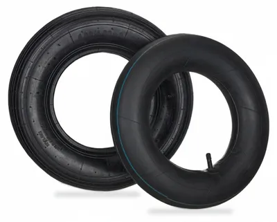 Produktbild von Relaxdays Schubkarrenrad mit Schlauch, Ersatzreifen profiliert, 4.00-8", luftbereift, für Schubkarre, bis 150kg, schwarz