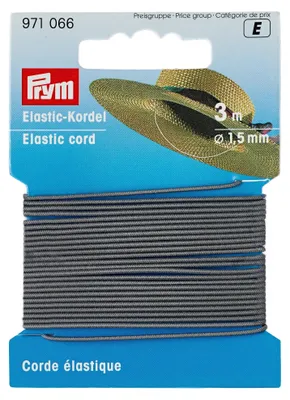 Obrázek produktu pro Elastická šňůrka, 1,5 mm, světle šedá, 3 m