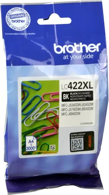 Produktbild von Brother LC422XLBK, Hohe (XL-) Ausbeute, Schwarz, 1 Stück(e), 3000 Seiten, Einzelpackung