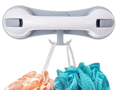 Immagine prodotto di Maniglione di sicurezza a ventosa per bagno con gancio, 28,5 cm