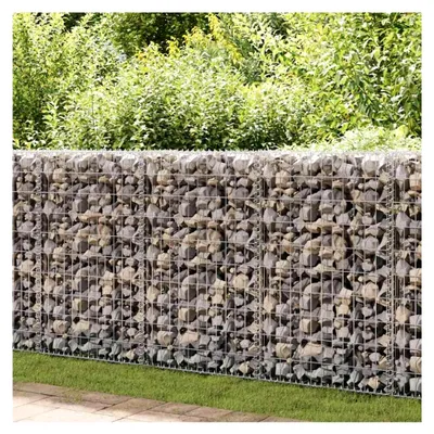 Produktbild von Gabionenwand mit Abdeckung aus verzinktem Stahl 900x30x100 cm