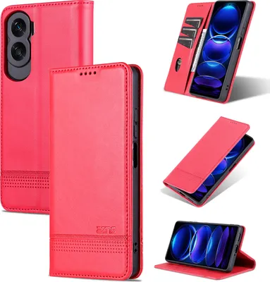 Image de Etui en cuir pour Honor 90 Lite, étui portefeuille pliable avec fermeture magnétique et support Rose