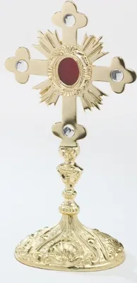 Produktbild von Reliquiar vergoldet mit edlen Kristallsteinen (Höhe 28 cm)