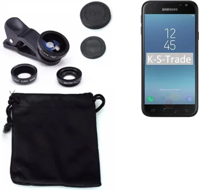 Produktbild von K-S-Trade Smartphone Kamera Linsen Set Kompatibel mit Samsung Galaxy J3 (2017) Duos 3in1 Clip-On Kamera Adapter Macro Weitwinkel FishEye Fischauge