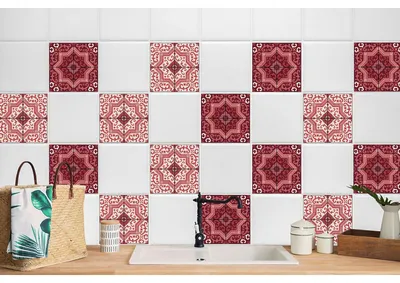 Produktbild von 24 Stück Magic Stick Klebefolienset Wandfliesen für Küche Bad Selbstklebende Rosa Talaver 10 x 10 cm