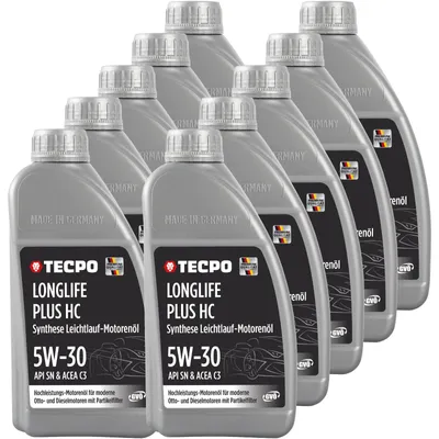 Produktbild von TECPO Motoröl 10 Liter 5W-30 LONGLIFE Plus HC Synthese passend für ACEA C3 / API SN / 504 / 507 / 229.31 / 229.51 / LL-04 / C30