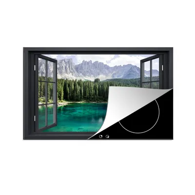 Produktbild von KitchenYeah© Herdabdeckplatte Aussicht - Baum - Berge , 78x52cm, Küche Deko, Glaskeramikkochfeld Herdabdeckung, Abdeckplatte fùr Kochfeld