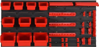 Produktbild von vidaXL 35-tlg Stapelboxen-Wandregal Rot & Schwarz 77x39cm Polypropylen