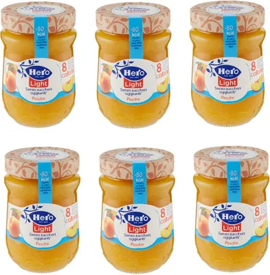 Produktbild von 6x Hero Light Pesche Konfitüre Leichte Brotaufstriche Pfirsiche Italien 280 g