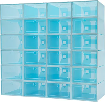 Obrázek produktu pro 24 x boxy na boty modré stohovatelné boxy na boty