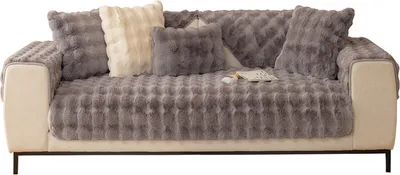 Obrázek produktu pro (šedá, polštář na pohovku 110 * 110 cm) Silný plyšový králičí polštář na pohovku, nadýchané potahy na polštáře na pohovku, ochrana nábytku