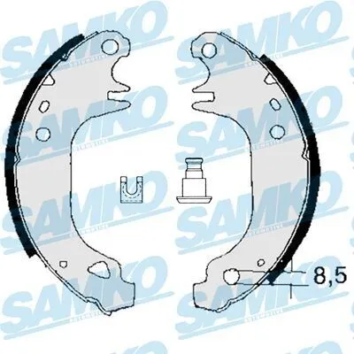 Produktbild von SAMKO Bremsbackensatz Trommelbremse Hinten passend für PEUGEOT 205 II (20A/C) 180mm 83110