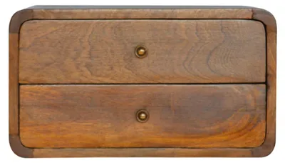 Produktbild von Artisan Furniture Massivholz-Nachttisch aus Kastanienholz mit geschwungenem Design