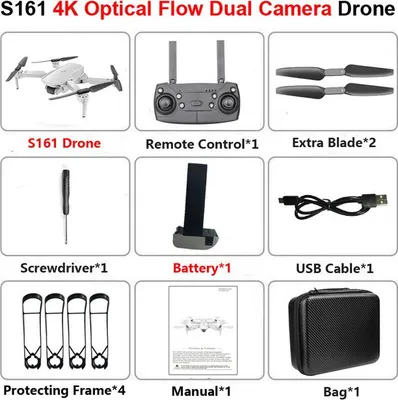 Produktbild von S161 Drohne 4k Hd Dual Camera Wifi Fpv 2,4 GHz Quadcopter Gestensteuerung Photo Optical Flow Kids Spielzeug 4K Einzelkamera