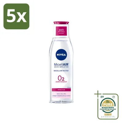 Produktbild von 5 x  NIVEA O2 Sauerstoffboost Mizellenwasser - Für trockene Haut - 200 ml - Vorratspackung - 5 Stücke