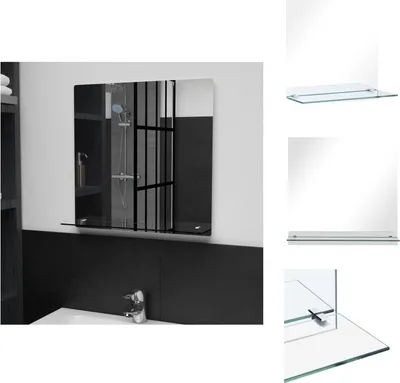 Image de vidaXL Miroir mural avec étagère 50×50 cm verre trempé - miroir