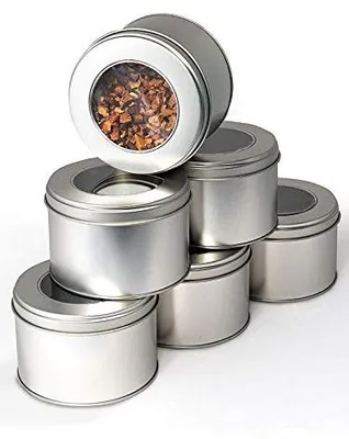 6 Aufbewahrungsdosen für Tee & Gewürze, silber, 150 g