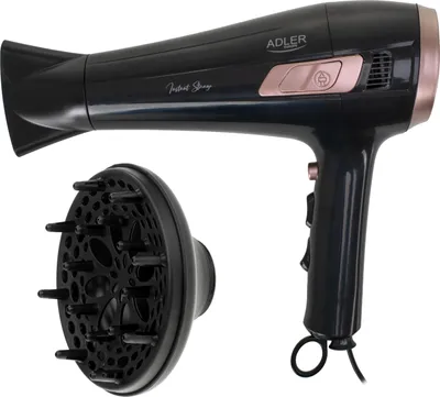 Obrázok produktu pre Adler Hair dryer with retractable power cord | AD 2283 | 2400 W | Number of temperature settings 3 | Diffuser nozzle | Black/Golden Rose