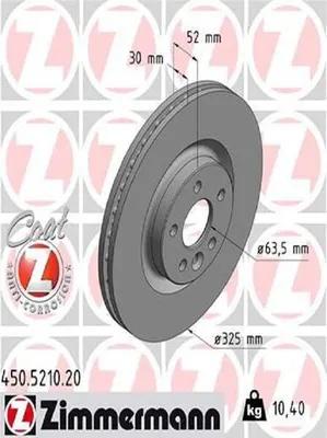 Produktbild von 2x ZIMMERMANN Bremsscheibe 450.5210.20 für LAND ROVER Range Rover Evoque (L538)