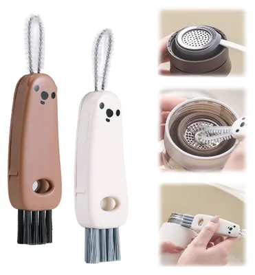 2er-Set 3-in-1 Reinigungsbürste für Becherdeckel, 13,5 cm