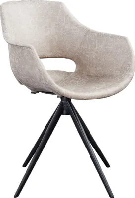 Produktbild von KAWOLA Stuhl ZAJA Esszimmerstuhl Microfaser drehbar Vintage creme weiß