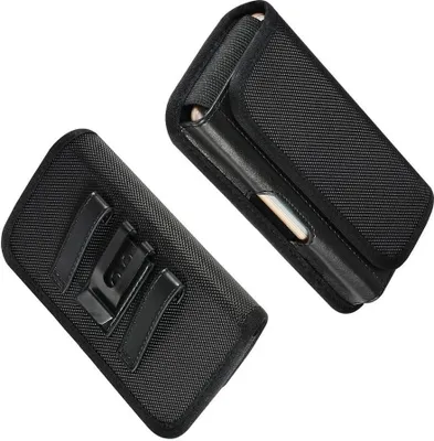 Produktbild von DFV mobile - Holster Etui mit Horizontales Metallclip-Gürtelholster mit Kartenhalter aus Textil und Leder für Meitu V4s (2016) - Schwarz