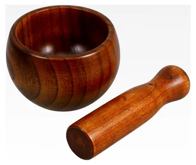 Produktbild von Holzmörser Set mit Stößel, Knoblauchzerkleinerer aus Holz, praktische Gewürzmühle für Küche und Haushalt, einfache Reinigung