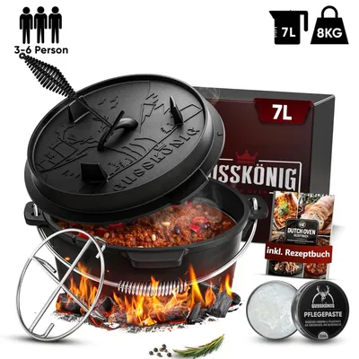 Zdjęcie produktu dla GUSSKÖNIG Dutch Oven Klasyczny garnek bez nóżek 7 litrów zestaw