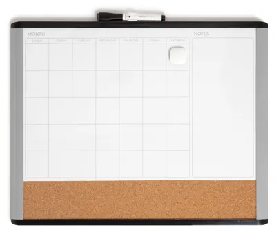 3-in-1 Whiteboard-Planer 41x51 cm, Kalender, Magnetboard, schwarz/grau