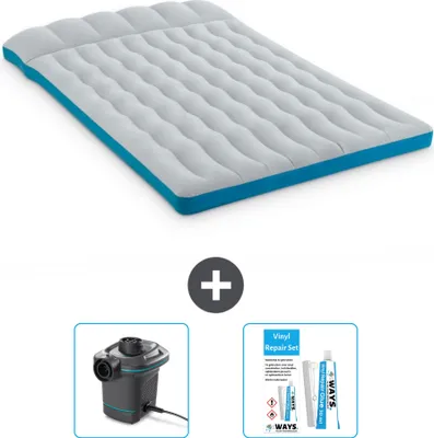 Produktbild von Intex Campingmatte – 2 Personen – 127 x 193 x 24 cm – Blau – im Lieferumfang enthalten Pumpe en Reperaturset