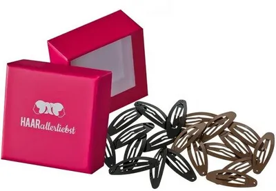 Image de Barrettes à cheveux noires et marron, lot de 20, 5 cm, avec boîte de rangement rouge