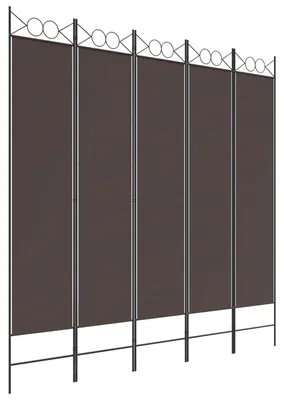 Zdjęcie produktu dla Parawan 5-panelowy, brązowy, 200x200 cm, tkanina