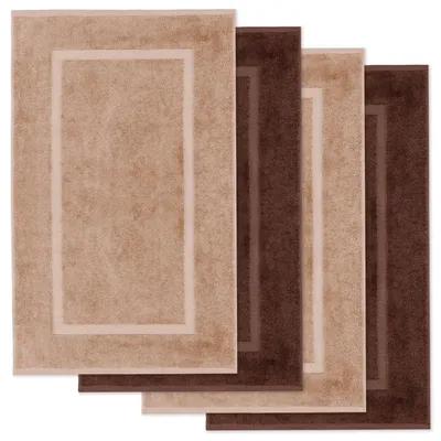 Produktbild von Lavea® 4er Set Badematte 50x80 cm, Badezimmerteppich 100% Baumwolle, 800 g/m², saugstark, waschbar, Badvorleger, Elena – Cappuccino & Kaffeebraun