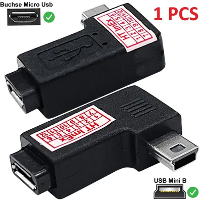 Produktbild von Adapter Konverter abgewinkelt anschluss Mini USB (stecker) zu Micro USB (Buchse)