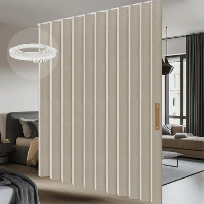 Obrázek produktu pro Zatemňovací závěs jako posuvné dveře a prostorový členič, rozměry 213 x 254 cm, barva krémová