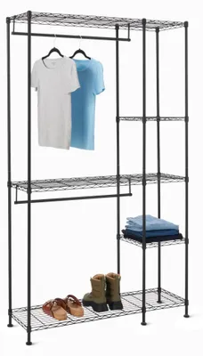 Produktbild von Hängendes Metallregal mit Ablagen, schwarz, 114 x 36 x 193 cm