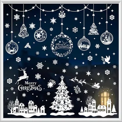 Fensterbilder 244 Stück, Weihnachten, Schneeflocken, PVC, selbstklebend