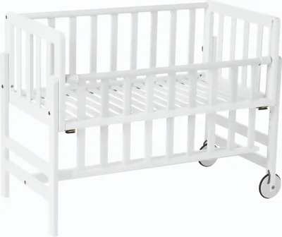 Produktbild von GEUTHER Beistellbett Betty in Weiß | 45 x 90 cm | 9-fach höhenverstellbar | Mit Rollen | Massivholz | Skandi-Design