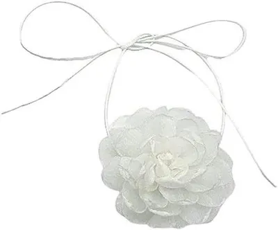 Image de Collier rétro à fleurs avec nœud en satin pour femme