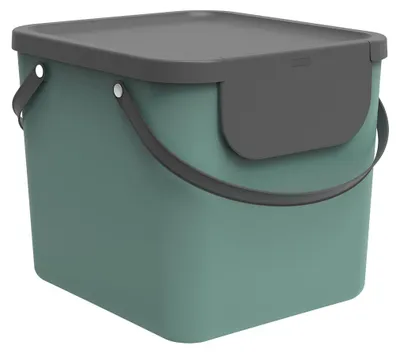 Produktbild von Rotho Mülltrennsystem 40L Albula - Mülleimer 40,0 x 35,8 x 34,0 cm - Abfalleimer Kunststoff mit Griffen - Müllbehälter mit Deckel und Aufklebern