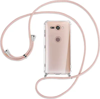 Produktbild von Handykette Backcover-Schutzhülle mit Band (Metall silberfarben) für Sony Xperia XZ2 Compact - roségold