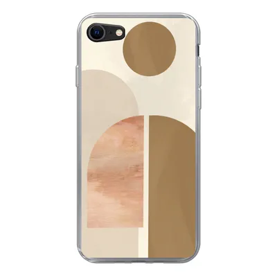 Produktbild von MuchoWow® Handyhülle Schutzhülle Hülle für iPhone 7 Rosa - Braun - Design Silikon Softcase Handy Hülle - Kartenhalter