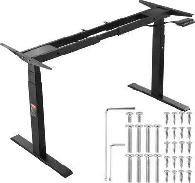 Zdjęcie produktu dla Rama biurka VEVOR z podwójnym silnikiem, regulowana wysokość 65-129 cm i długość 110-178 cm, elektryczna rama biurka, ergonomiczna podstawa stacji roboczej, 3 pozycje (tylko czarna rama)